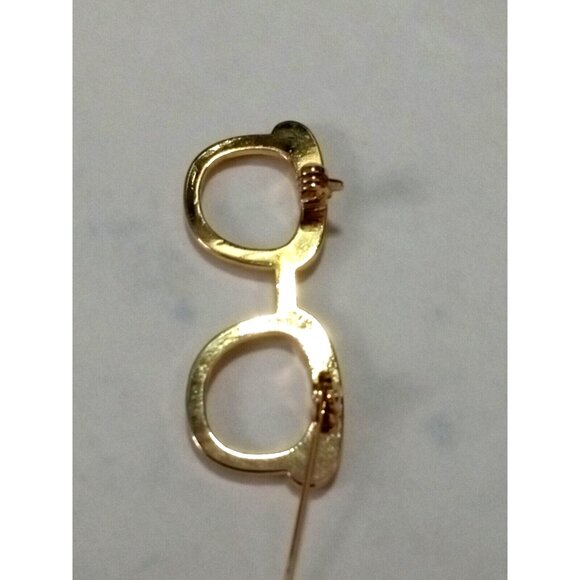 VINTAGE Gold Tone Rhinestone Glasses Brooch Pin Reading Eyewear Sun Protection - Picture 8 of 9